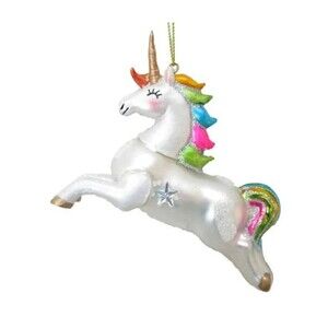 December Diamonds 79-81350 Rainbow Unicorn 4.5" Glass Resin Hanging Ornament